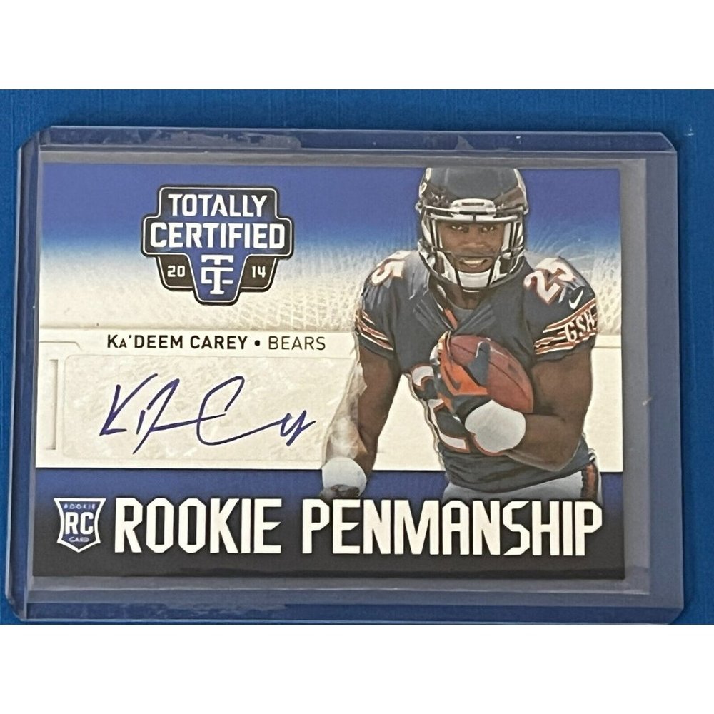 2014 Totally Certified Rookie Penmanship Blue #KC Ka'Deem Carey Autograph #/25